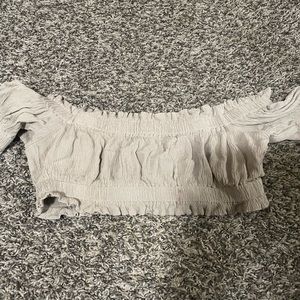 remington beige off the shoulder crop top